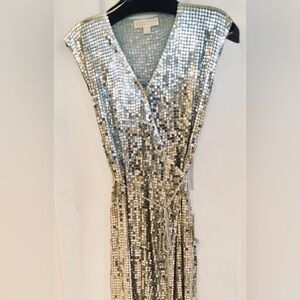 (NWT) Michale Kors Silver Sequin Cocktail Dress